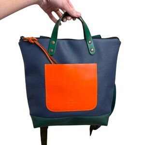 Daniel Chong blue green orange backpack